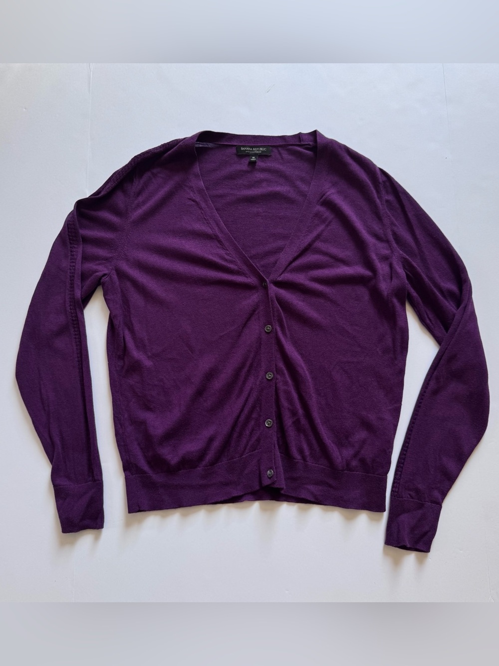Banana Republic Deep Purple V-Neck Button Cardigan,Size XL - Picture 2 of 7